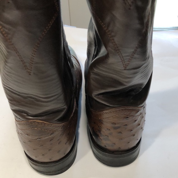Nocona Brown Ostrich Smooth Cowboy Boots 
Sz 8D - Picture 3 of 9